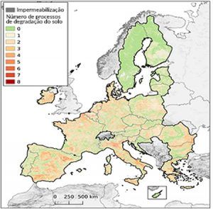 Mapa da degradação do solo europeu