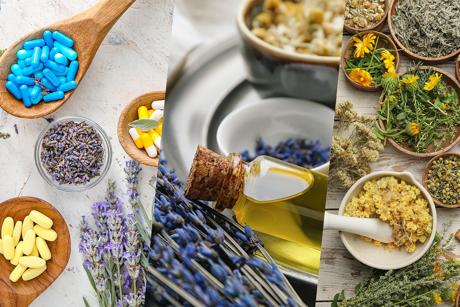 Vários produtos medicinais com base em plantas