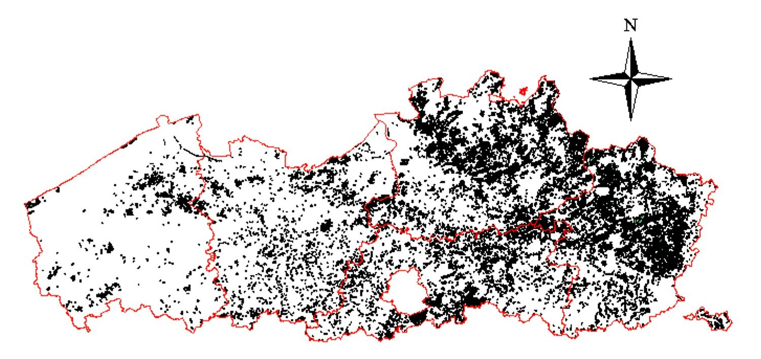 Mapa florestal da Flandres