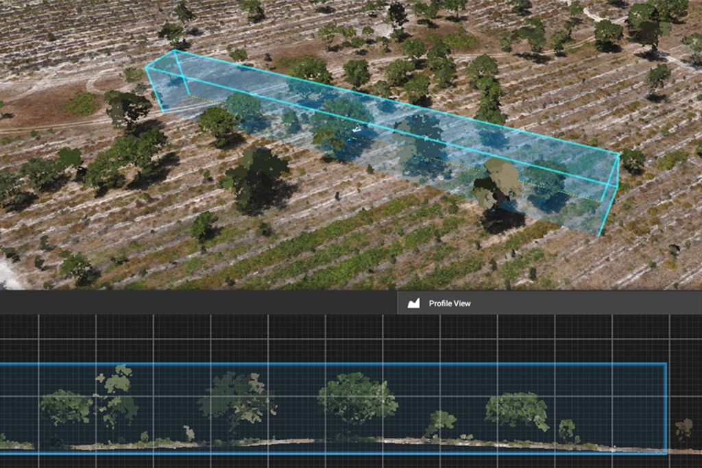 Perfil transversal de nuvem LiDAR: exemplo